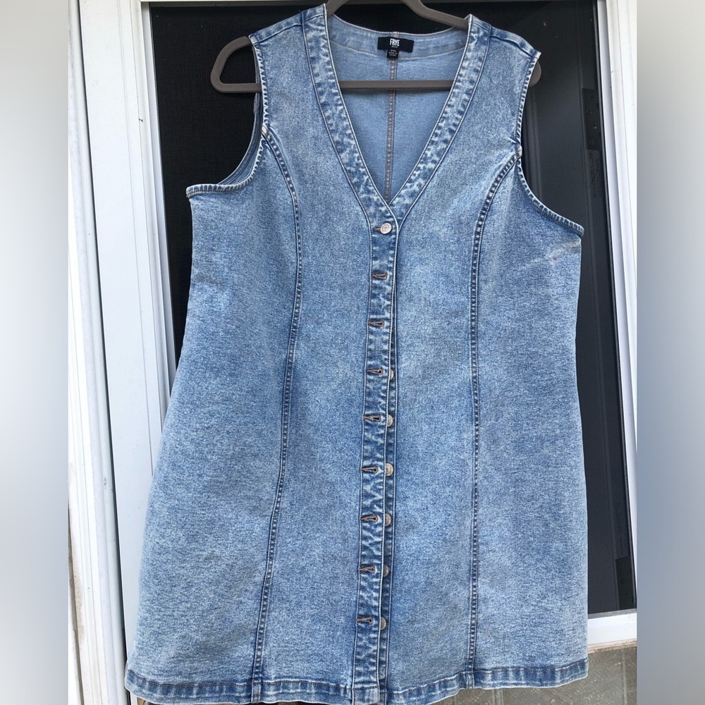 Frye Light Blue Denim Button-Front Midi Dress